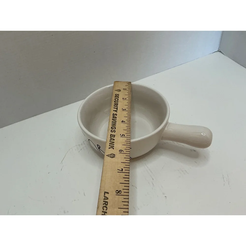 Rae Dunn GOBBLE Soup Crock White Ceramic Side Handle Thanksgiving Farmhouse Bowl